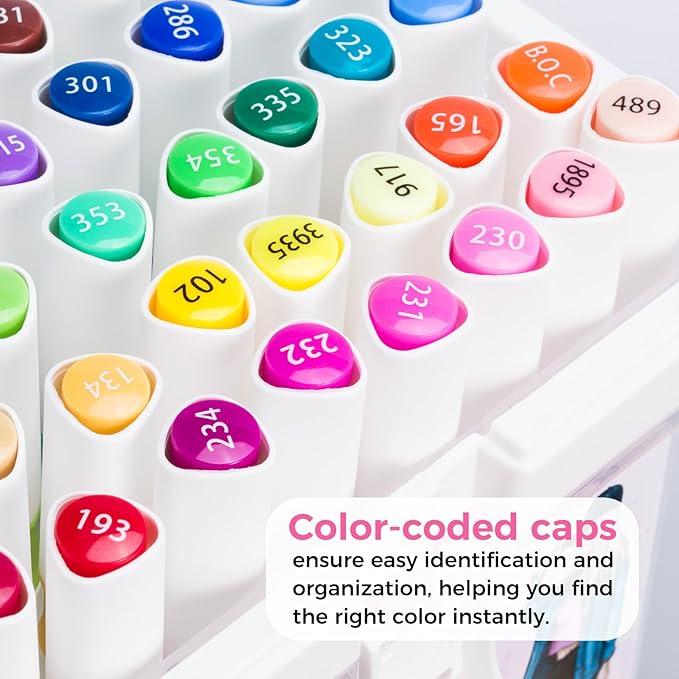 Ohuhu Markers: 48-Color Double Tipped Brush & Chisel Alcohol Markers for Adults Coloring Illustration, Alcohol-based Art Marker Set with Unique Designed Grip, Great Value Pack for Beginners