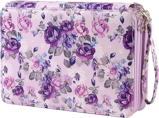 Portable Colored 200 Slots Pencil case Organizer with Printing Pattern for Watercolor Pens or Markers, Pencil Case Organizer for Artist