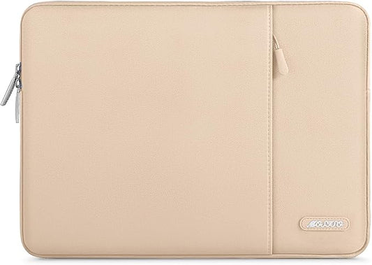 MOSISO Laptop Case 16 inch, 15-15.6 inch Laptop Sleeve Compatible with MacBook Pro 16 M5 M4 M3 M2 M1, HP Acer Dell Lenovo ASUS, Polyester Vertical Computer Sleeve Bag with Pocket, Apricot