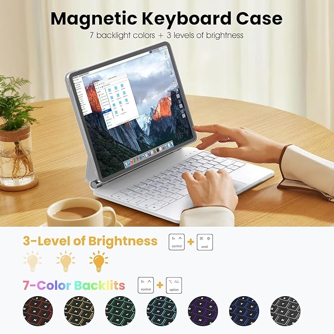 Keyboard Case for iPad Air 11-inch (M4 2026/M3 2025/M2 2024), iPad Pro 11-inch 1st/2nd/3rd/4th Gen, iPad Air 10.9-inch 4th/5th Gen, Magnetic Magic-Style Keyboard with Trackpad & Stylus Pen (White)