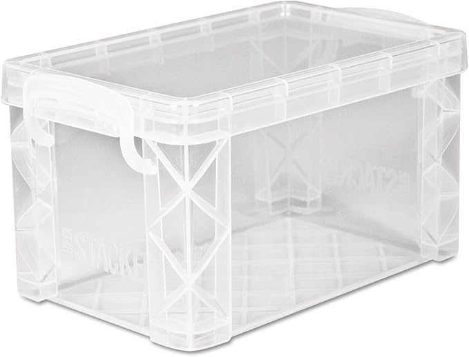 ADVANTUS 40307 Super Stacker Storage Boxes, Hold 400 3 x 5 Cards, Plastic, Clear (Pack of 6)