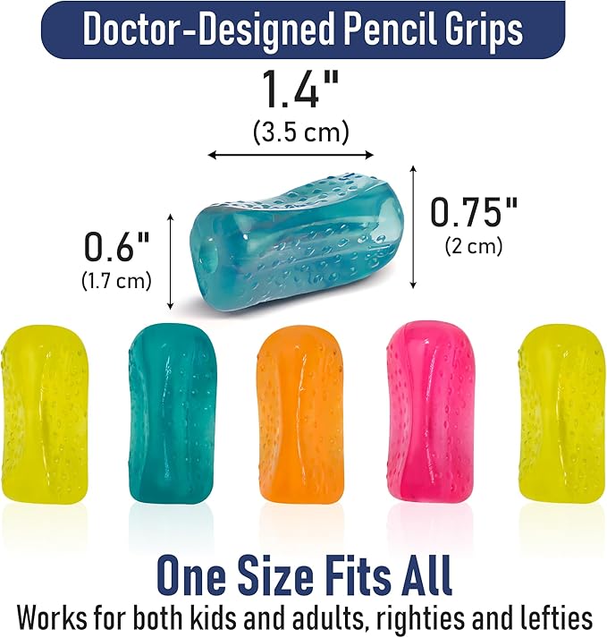 The Pencil Grip Bumpy Grip - Neon Ergonomic Writing Aid, 6-Pack, Doctor-Designed to Improve Handwriting, Reduce Fatigue & Hand Pain, Universal Fit for Kids, Adults, Left & Right Handed Use