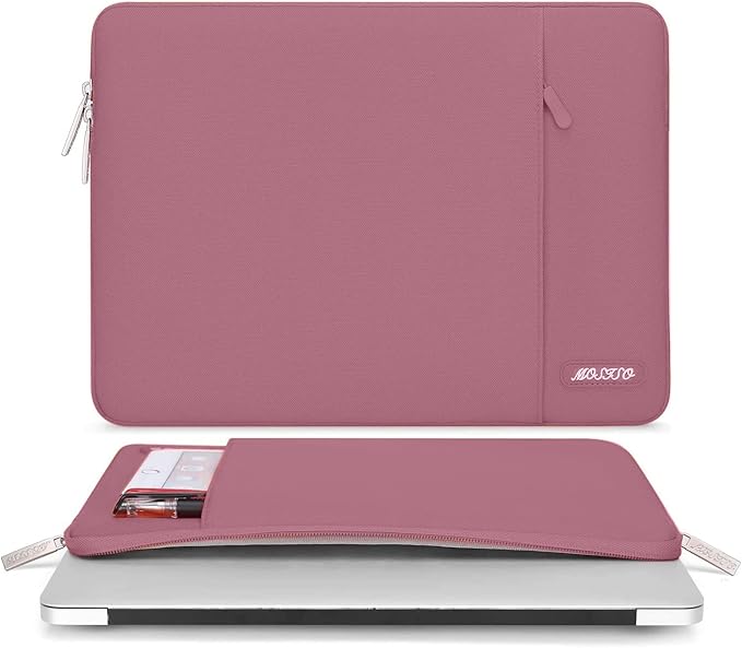 MOSISO Laptop Case 15 inch, 15 inch Laptop Sleeve Compatible with MacBook Air M5 A3448 M4 A3241 M3 A3114 M2 A2941 2026-2023, Dell XPS, Polyester Vertical Computer Sleeve Bag with Pocket, Dusty Rose
