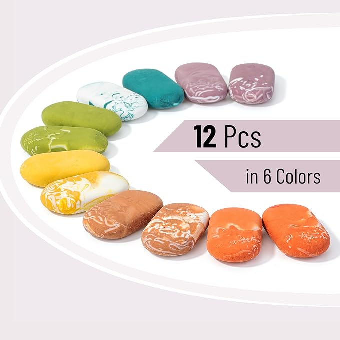 Mr. Pen- Marble Pencil Erasers, 12 Pack, 1" x 2", Soft Rubber Marble Pencil Erasers for School, Office, Art Sketching, Homework, Exams, Clean Smudge-Free Correction