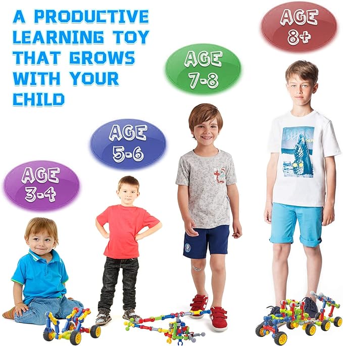Caferria Kids Building Kit STEM Toys, 110 Pcs Educational Construction Engineering Building Blocks DIY Learning Set for Ages 3-10 Year Old Boys Girls, Best Gift for Children Creative Games Fun Play