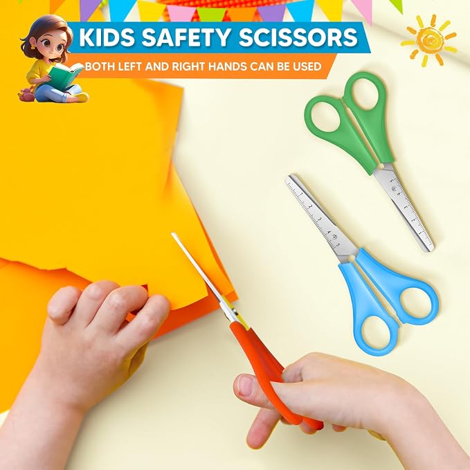 Kids Scissors Bulk of 48-Pack, Taotree 5" Kid Scissors for School Office | School Supplies, Craft Supplies, Small Blunt Tip Safety for Toddler Child Student Classroom Teacher Scrapbook Scrapbooking