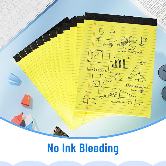 12pcs Legal Pads 8.5 x 11, Notepads 8.5 x 11 College Ruled Notebook, Writing Pads of Paper,Yellow Note Pads, Memo Pad Papers Perforate Legal Notepads Narrow Ruled Line,30 Sheets/Pack