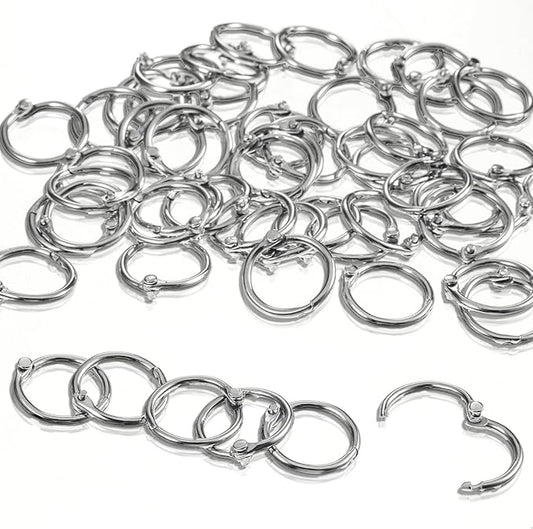 50 Pcs Loose Leaf Binder Rings Small Binder Rings for Index Cards Metal Mini Book Ring Key Ring Clips for Paper Binding Flash Card Notebook Office Silver 0.79 Inch