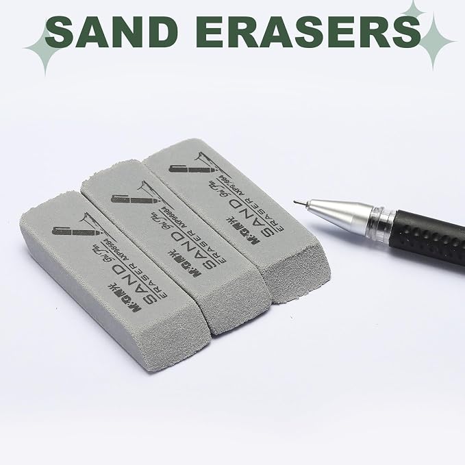 PATIKIL 12 Pcs Sand Erasers, Frosted Eraser Block Easy to Clean Durable Bulk for Gel Ink Ballpoint Fountain Pen Office, AXP96664, Gray