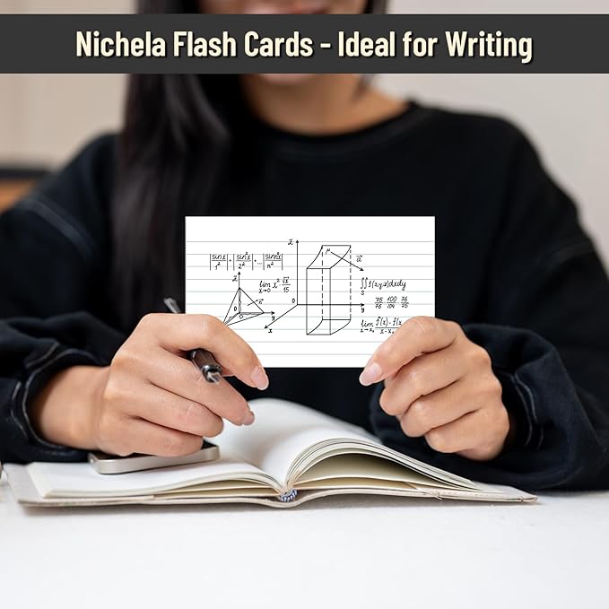 Index Cards 3x5 Inch, 200 Count Ruled White Index Cards, Flash Cards College Ruled Heavyweight Flashcards Durable Study To Do List Note Cards with Ruled Lines for Home, Office & School Supplies