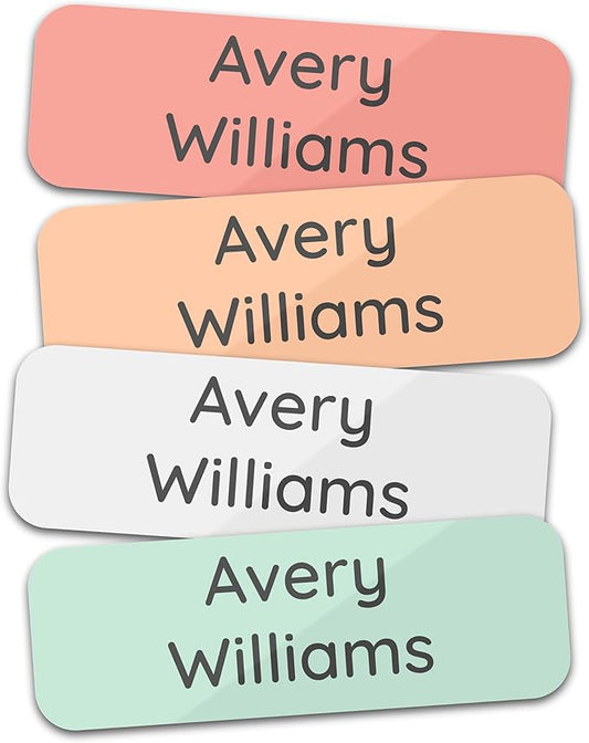 Personalized Kids' Name Labels (60 Labels) Custom Name Tag Clothing Label - Waterproof Daycare Stickers for Lunch Boxes, Bottles, Clothing Tags, Backpacks and School Supplies (Sherbet)