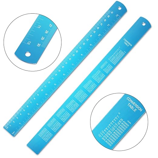 EBOOT 2 Pcs Stainless Steel Rulers Metal, Blue, 12 Inch, 6 Inch Style