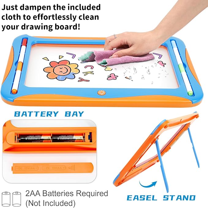 YUBALEER Magic LED Drawing Board for Kids, Toys for Boys Ages 5-7, Light Up Tracing Pad with 9 Double-Sided Cards, 6 Washable Pens, Glow Up Toys for Kids 4-6 Year Old Christmas Birthday Gifts