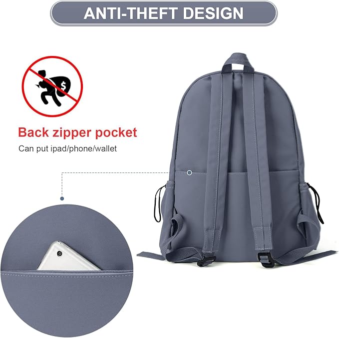 School Backpack for Girls Water Resistant High School Book Bag Simple Backpack for Teens Boys Girls, Lightweight Simple Middle School Back Pack Daypack