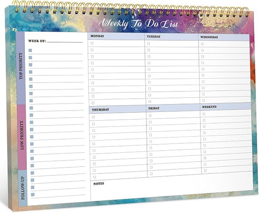 Weekly To Do List Notepad with 52 Undated Sheets（8.5"×11"）- Weekly Desk Planner for Women & Man, Work and Home - Gilded Elegance
