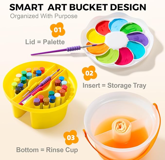 Jar Melo Kids Tempera Painting Set, Washable Paint Set for Kids Ages 4-8, Safe and Non-Toxic Mess Free Coloring, Tempera Paints for Drawing Art,Crafts, School Supplies