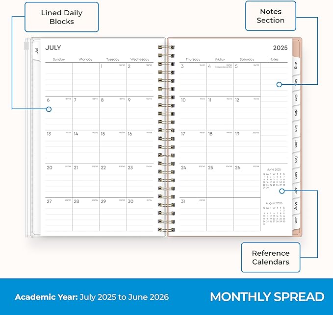 Blue Sky 2025-2026 Weekly and Monthly Academic Year Planner Calendar, July 2025 - June 2026, 5" x 8", Flexible Cover With Zip Pouch, Wirebound, Storage Pocket, Enough to Believe