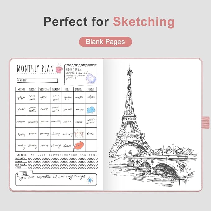 AHGXG Blank Journal Notebook, 160 Pages, A5 Medium Size (5.7'' x 8.3'')