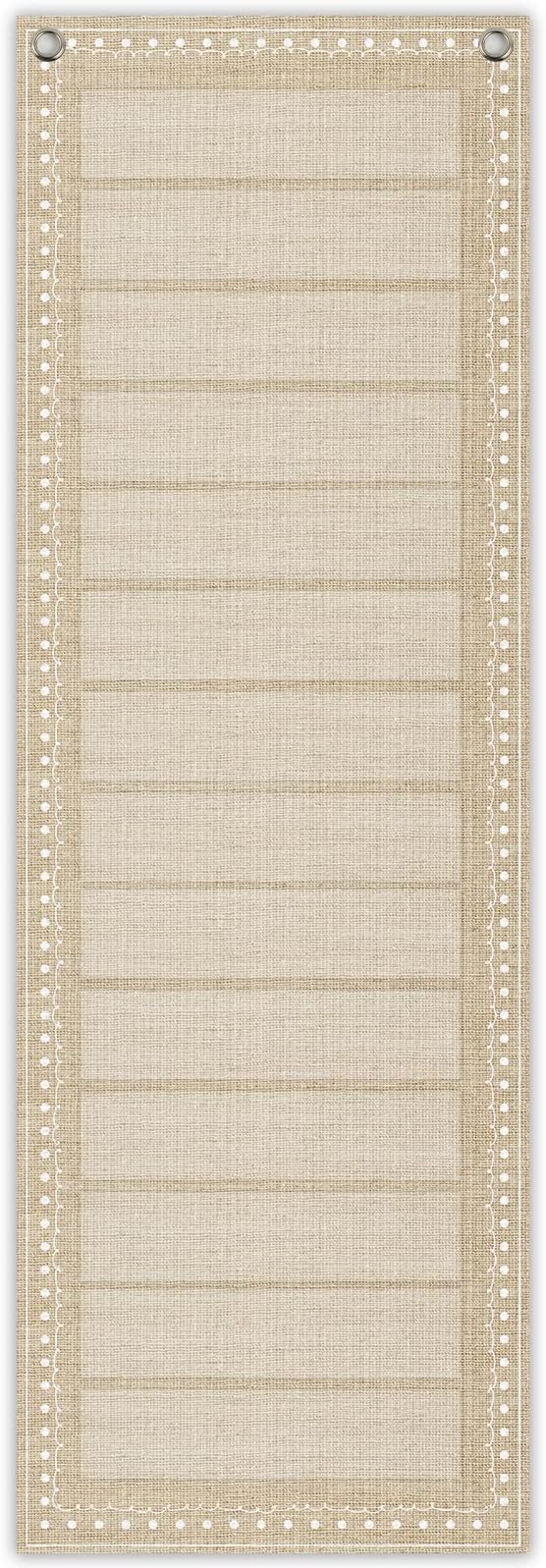 Tevxj Back to School Decoration Burlap Daily Schedule Pocket Chart for Classroom 39 * 13 Inch, Linen Teacher Hanging Pocket Chart with 14 Pockets Calendar Chart for School Learning Supplies Wall Decor