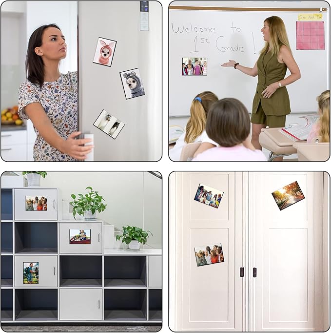 CHUNNIAO 30 Pieces Magnetic Picture Frame for 5X7 Photos,Black Magnets Cards Holder for Fridge/Whiteboard/Lockers