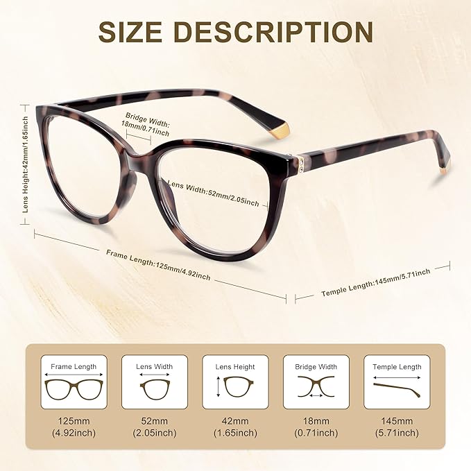 EASY READ Reading Glasses for Women,Cat Eye Computer Blue Light Blocking Readers