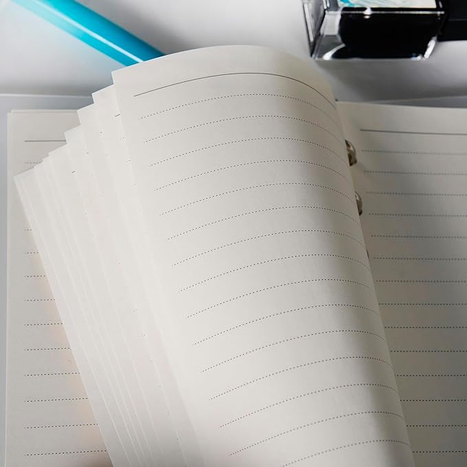A6 Format Refill Paper (171x94mm) - 135 Sheets 8mm Lined Notebookpaper, 100GSM Thick Cream White Papers, 6-Ring Binder Refill for A6 Planners, Journals, and Organizers