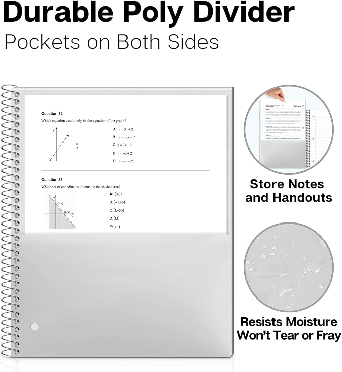 Dunwell 1-Subject College Ruled Spiral Notebook 8.5x11, 100 Sheets, Black