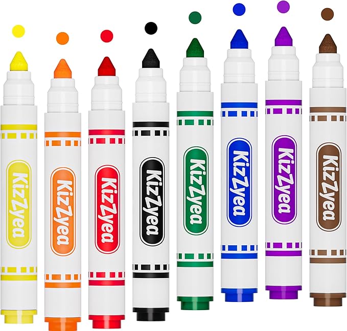 KIZZYEA Washable Markers Bulk, Markers for Kids, 8 Assorted Colors, 160 Count, Broad Line Marker for School, Student Art Supplies & Back to School Crafts, Classroom Essentials for Teachers