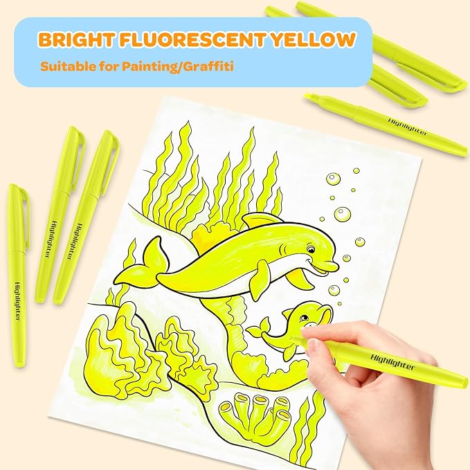 48 Count Yellow Highlighters Bulk - Chisel Tip, No Bleed & Quick Dry, Ideal for Note Taking, Studying, School, Office, Student & Teacher Supplies