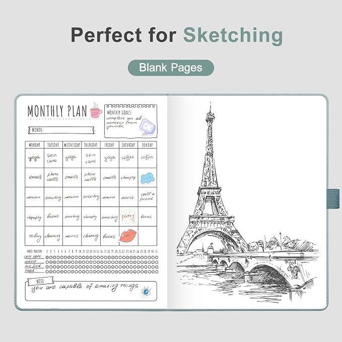AHGXG Blank Journal Notebook, 160 Pages, A5 Medium Size (5.7'' x 8.3'')