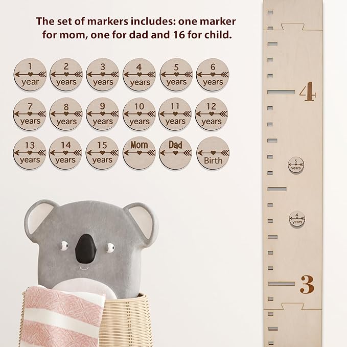 Personalized Wooden Markers for Kids Ruler Growth Chart.