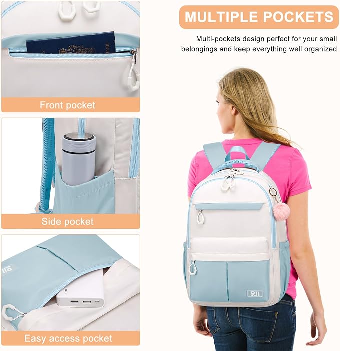 School Backpack for Teen Girls Women Students - 15.6 Inch Laptop Backpacks with Large Capacity Ergonomic Support, College Travel Daypack, Casual Bookbags