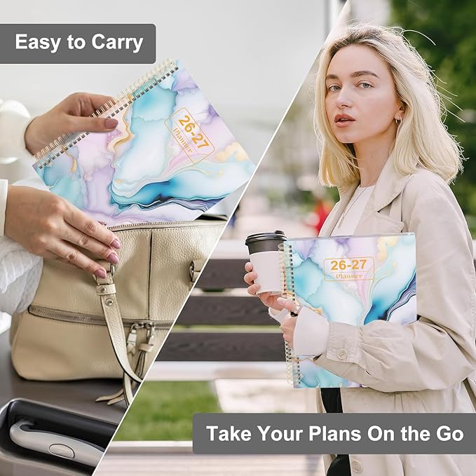 Planner 2026-2027 Weekly and Monthly A4 Size - Agenda 2026-2027 July 2026 - June 2027, A4 Spiral Binding Agenda with Monthly Tabs, Inner Pocket, 100gsm Thick Paper (8.5" x 11")