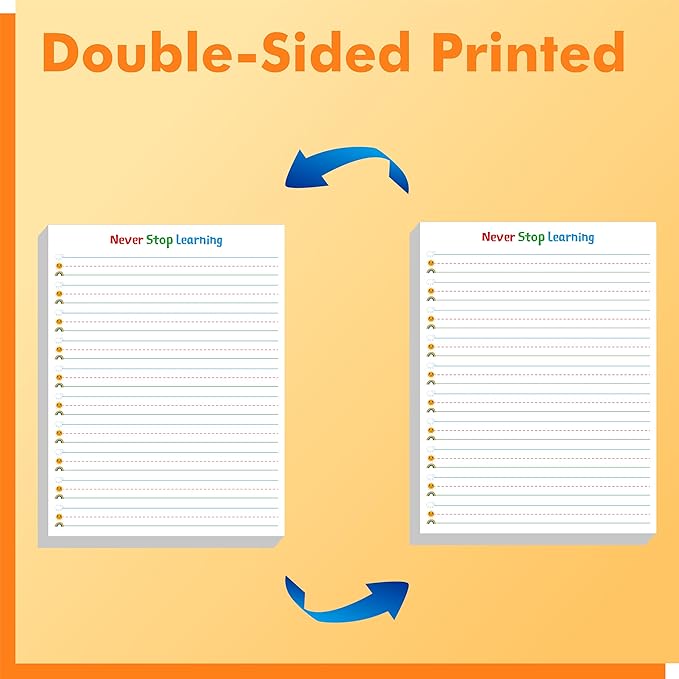 100 Sheets Ruled Writing Paper, Double-Sided Printing Skip-A-Line Ruled Writing Paper with Dotted Lines 1” Line Spacing Handwriting Practice Paper for Kindergarten Toddlers Kids (8” x 10.6”)