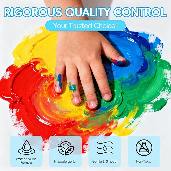 Washable Finger Paint 18 Colors Set Large Capacity (2.1fl oz/60ml) Non Toxic Finger Paints Art Painting Supplies for DIY Crafts Gifts Hand Painting