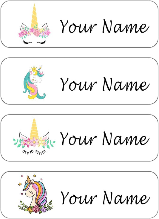 Custom Waterproof Dishwasher Safe Kid Name Labels for Daycare(128 Pack), Camp, School Supply, Baby Bottles, Lunch Boxes and Cups, Travel. Cute Personalized Design Name Stickers (Pattern 5)