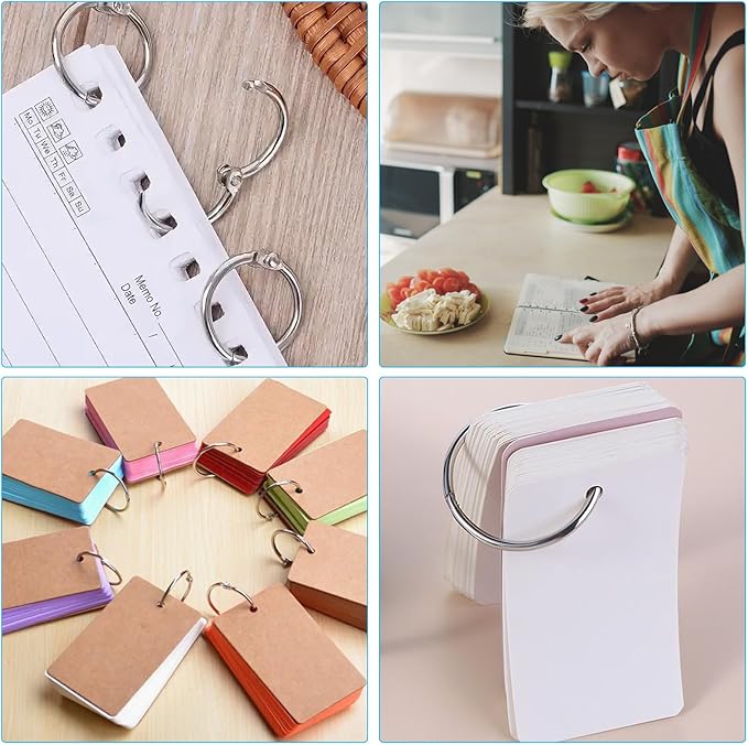 16PCS Book Binder Rings,1 Inch Metal Loose Leaf Rings for Flash Cards, Index Cards, Recipe Books and Key Chains, Small-Project Organizer for School, Office, Crafts