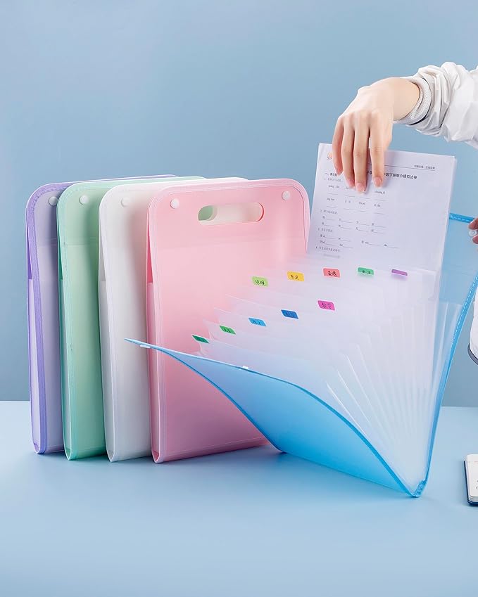 Vertical Accordion File Folder,13 Pockets Expanding File Organize with Labels,A4 Letter Size Paper Document Receipt Organizer Accordion Filing Folder for Classroom, Home,Office.(Blue)