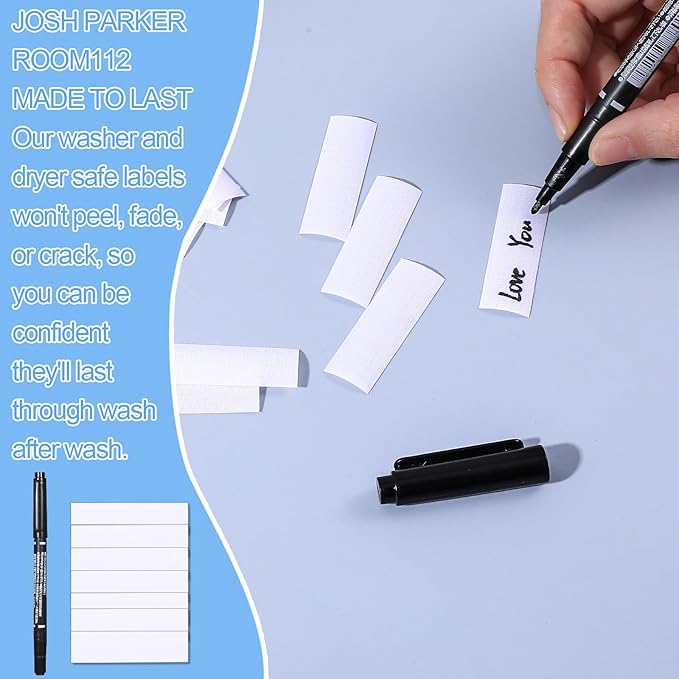 100pcs Iron on Name Tags for Clothing, Iron on Name Labels Tags, Fabric Labels Washable Names Tag for Daycare, Nursing Home, Camp, School, Laundry