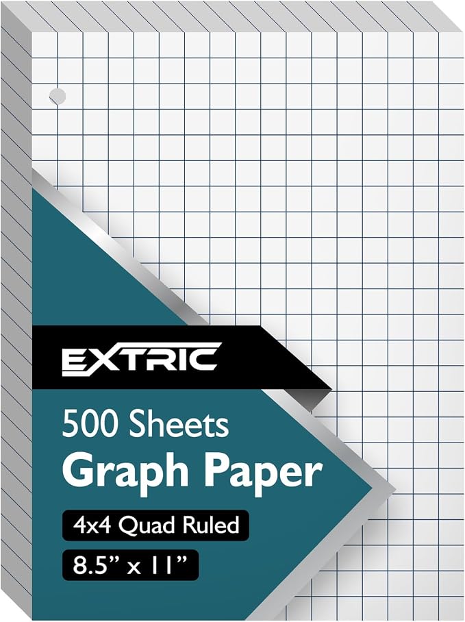 EXTRIC Graph Paper 500 PK Loose Leaf Grid Papers 4x4 Inch Quad Ruled