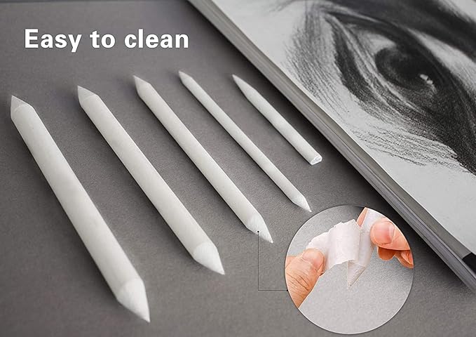 N NOROCME 10 PCS Blending Stumps, Blending Sponge Pens and Sandpaper Pencil Sharpener,Washable & Reusable,Kneaded Eraser,Tortillions Paper Art Blenders for Student Artist Charcoal Sketch Drawing