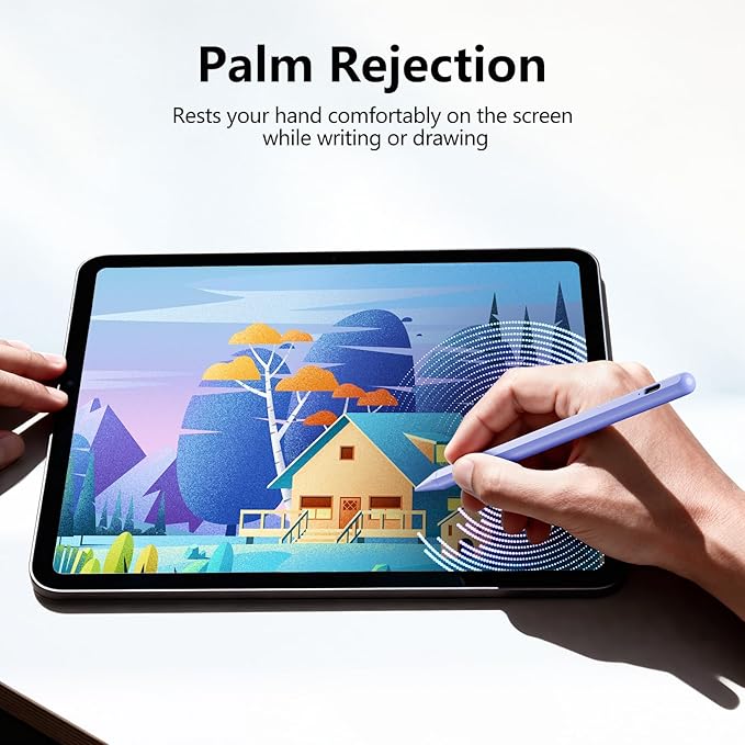 Stylus Pen for iPad 6th-11th Generation-2X Fast Charge Active Pencil Compatible with 2018-2026 Apple iPad Pro 11"/12.9"/M4, iPad Air 3/4/5/M2/M3/M4,iPad mini 5/6/7 Gen-Purple
