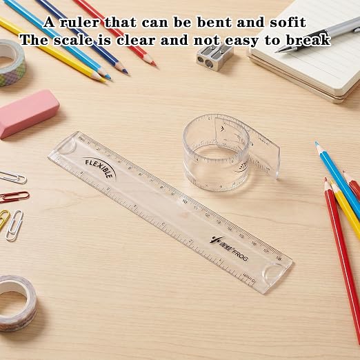 Grevosea 2 PCS Flexible Rulers, 7 Inch/18cm Clear Plastic Ruler