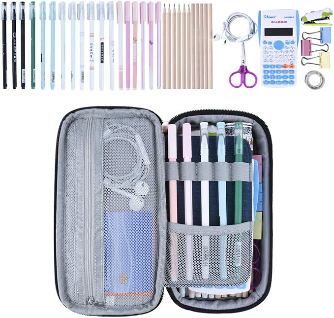 Chelory Big Capacity Pencil Case Large Pencil Bag Pouch Pen Case Pencil Marker Holder Stationery Storage Makeup Bag for Office Supplies Adults