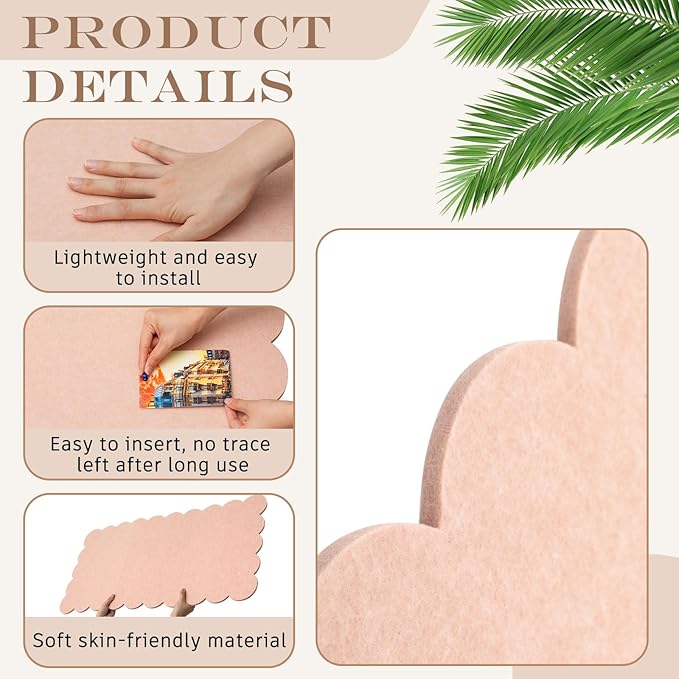 Mooliwe Scalloped Felt Bulletin Board 36 x 18 Inches Foldable Flesh Pink Pin Cork Board Alternative for Wall, 3' x 1.5' Trifold Picture Vision Self Adhesive Bulletin Decorative