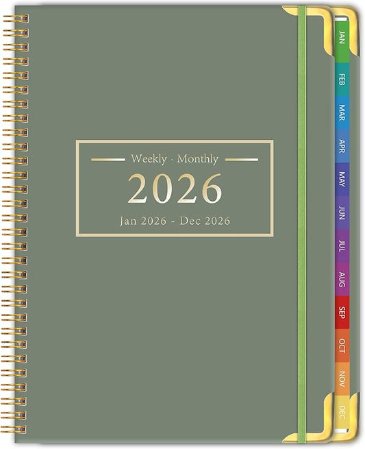 Planner -2026, Hardcover Weekly & Monthly Calendar Planner, January 2026 - December 2026, 6" x 8", Daily Agenda Book with Colorful Tabs, College Organizer Notebook, School & Work Supplies for Student Teacher Classroom