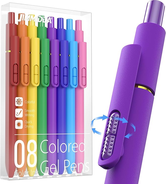 Colored Gel Pens, 8 Pack Fidget, 0.7mm Vibrant Color Ink No Smudge