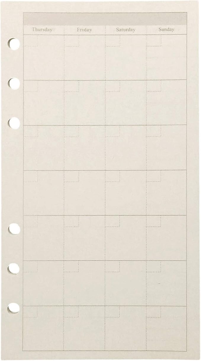 Zelten Refills/Loose Leaves for A6 Cover Ring Binder/Personal Organizer/Planner(A6 6 Holes, Monthly Plan)