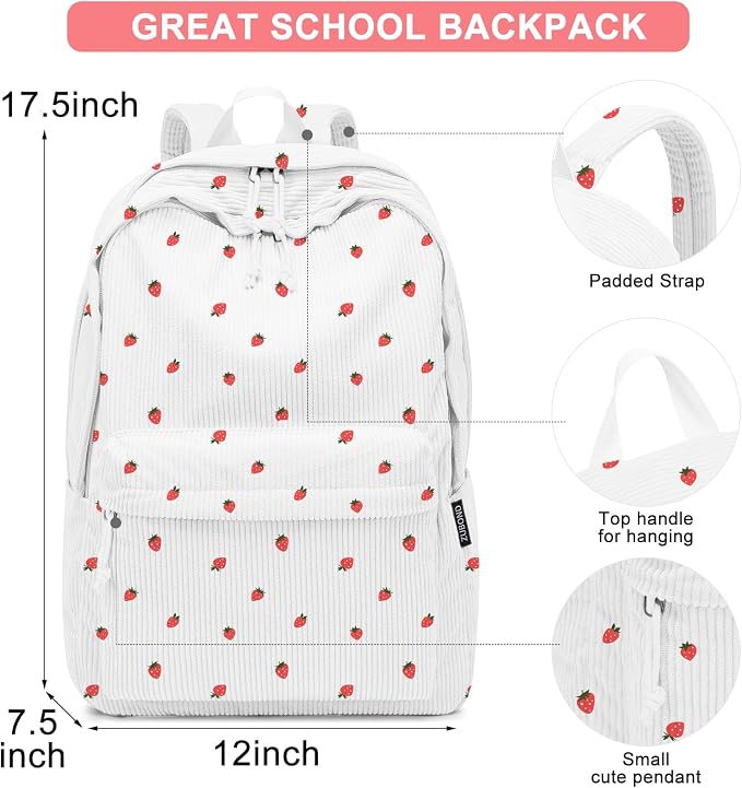 ZUBOND Girls Backpack, Lightweight School Bookbag for Teens, College Students Women & Men, Cute Large Laptop Backpack Fits 15.6 Inch Notebook