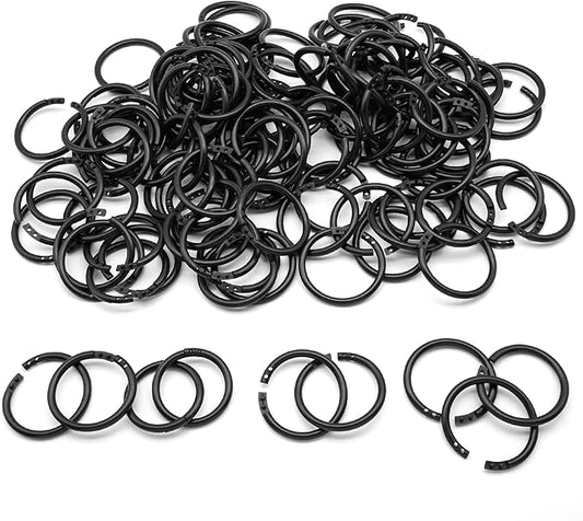 120 Pcs 1-1/2 Inch Plastic Binder Rings, Loose Leaf Binder Book Rings, Black Index Card Rings Binder Clip Rings for Flash Cards, Key Rings, Index Cards, Paper (40mm, Black)